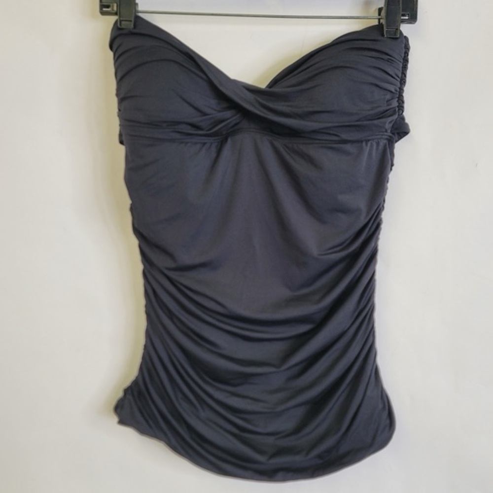 Carmen Marc Valvo Womens Swimsuit Size XL Black Classic Weave Bandeau tankini - Picture 4 of 4